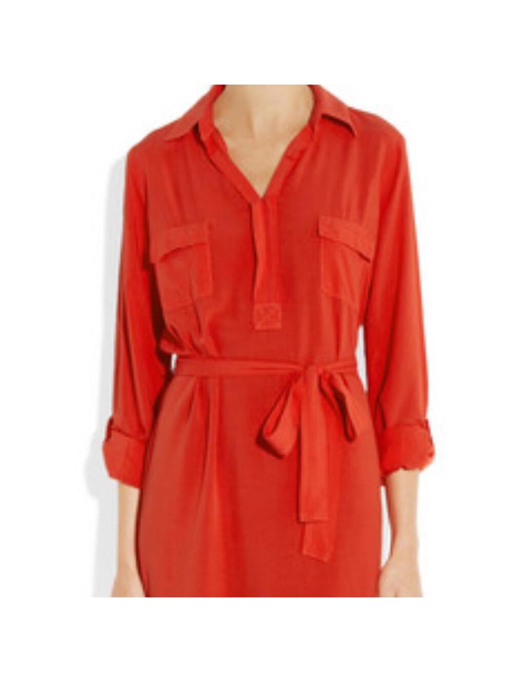 Splendid dress - two front pockets with tie belt - tomato red - L